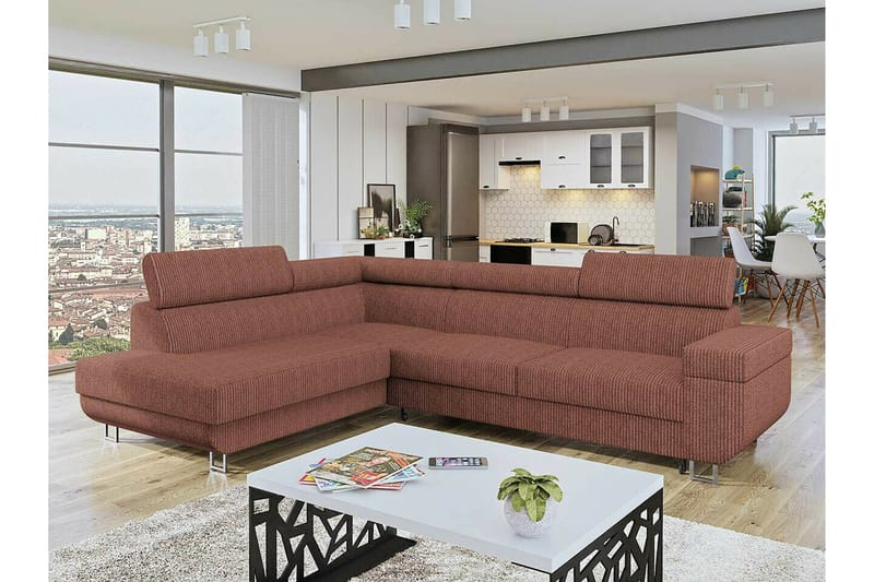 Kintore 3-sits Hörnbäddsoffa NO_BRAND Light brown - Møbler - Sofaer - Sovesofaer