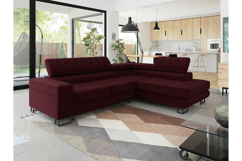 Kintore 3-sits Hörnbäddsoffa NO_BRAND Red - Møbler - Sofaer - Sovesofaer