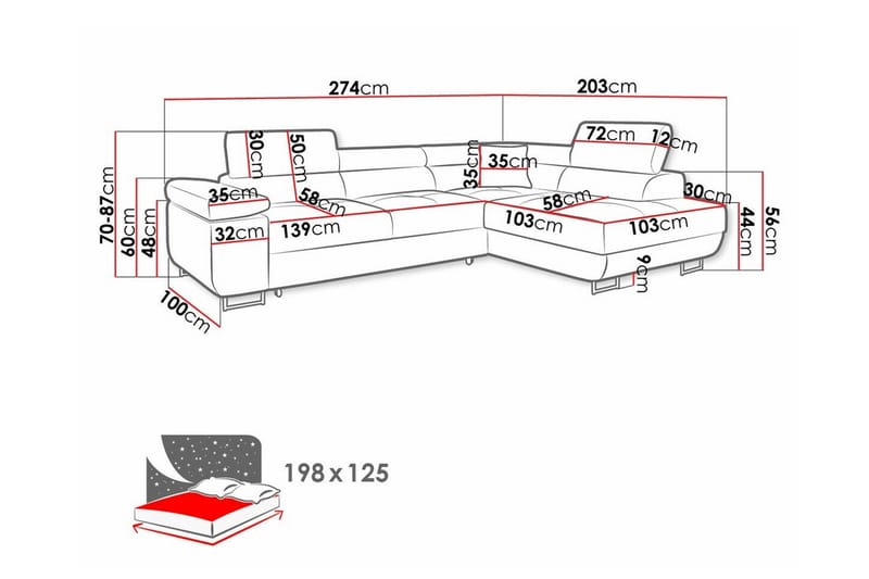 Kintore 3-pers. Hjørnesovesofa - Møbler - Sofaer - Sovesofaer