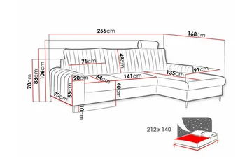 Kintore 3-personers hjørnesovesofa - Møbler - Sofaer - Sovesofaer