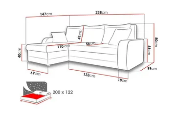 Kintore 3-personers hjørnesovesofa - Møbler - Sofaer - Sovesofaer