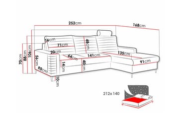 Kintore 3-personers hjørnesovesofa - Møbler - Sofaer - Sovesofaer