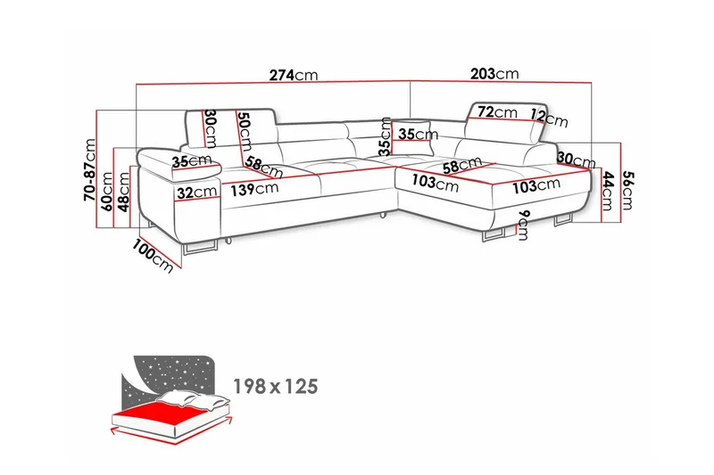 Kintore 3-pers. Hjørnesovesofa - Møbler - Sofaer - Sovesofaer