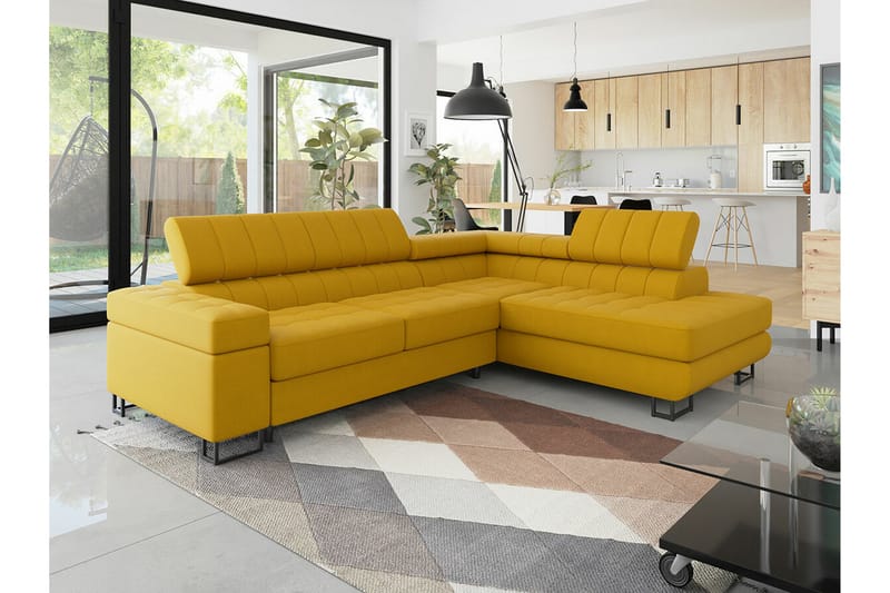 Kintore 3-pers. Hjørnesovesofa - Gul - Møbler - Sofaer - Sovesofaer