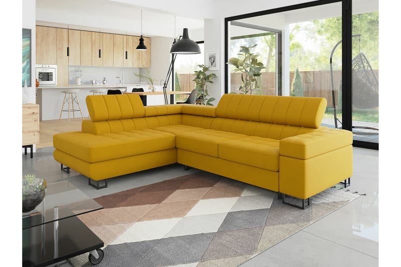 Kintore 3-pers. Hjørnesovesofa - Gul - Møbler - Sofaer - Sovesofaer
