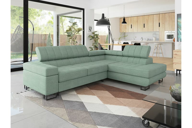 Kintore 3-pers. Hjørnesovesofa - Lysegrøn - Møbler - Sofaer - Sovesofaer