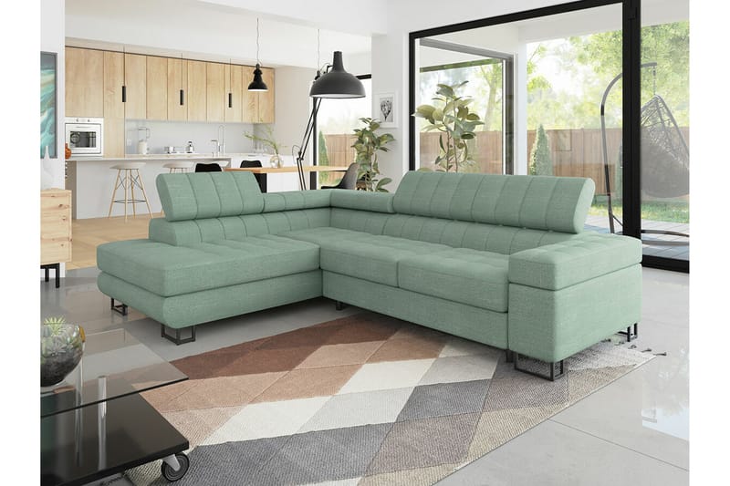 Kintore 3-pers. Hjørnesovesofa - Lysegrøn - Møbler - Sofaer - Sovesofaer