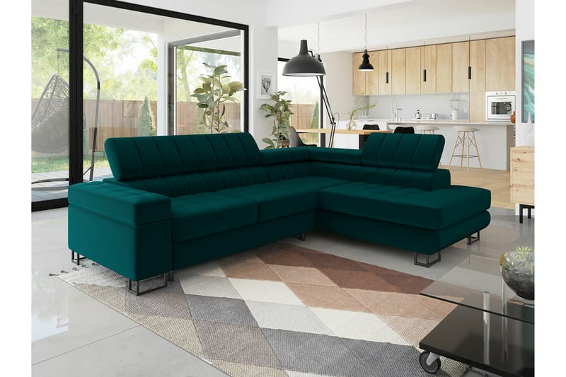 Kintore 3-pers. Hjørnesovesofa - Mørk Turkis - Møbler - Sofaer - Sovesofaer