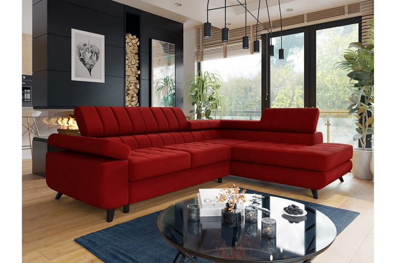 Kintore 3-pers. Hjørnesovesofa - Rød - Møbler - Sofaer - Sovesofaer