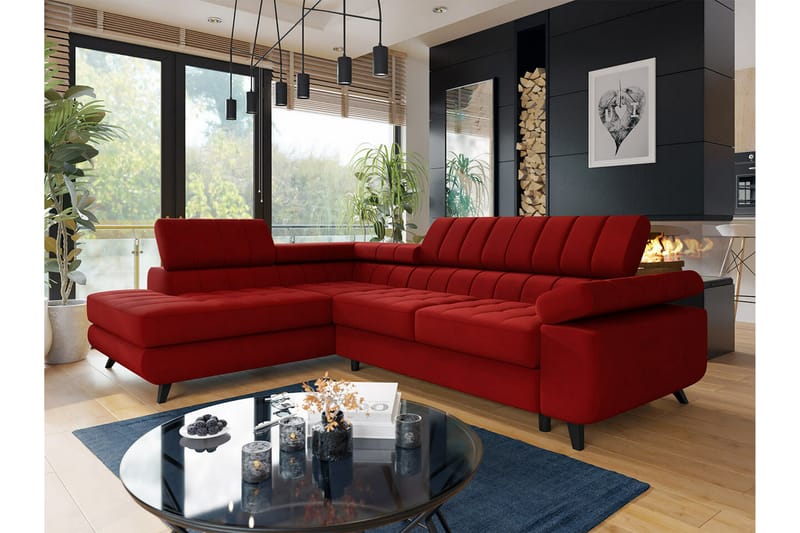 Kintore 3-pers. Hjørnesovesofa - Rød - Møbler - Sofaer - Sovesofaer