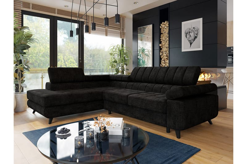 Kintore 3-pers. Hjørnesovesofa - Sort - Møbler - Sofaer - Sovesofaer