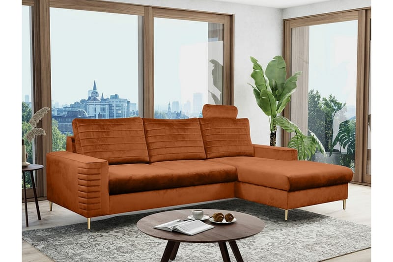 Kintore 3-pers. Hjørnesovesofa - Orange - Sovesofaer - Hjørnesovesofa