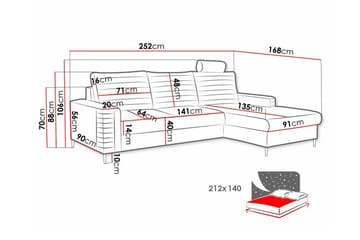 Kintore 3-pers. Hjørnesovesofa - Mørke orange - Møbler - Sofaer - Sovesofaer