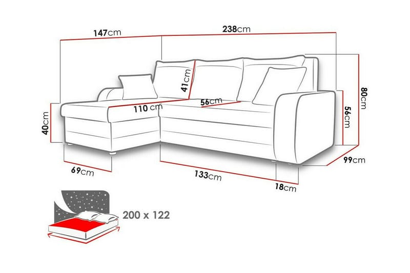 Kintore 3-pers. Hjørnesovesofa - Brun - Sovesofaer - Hjørnesovesofa