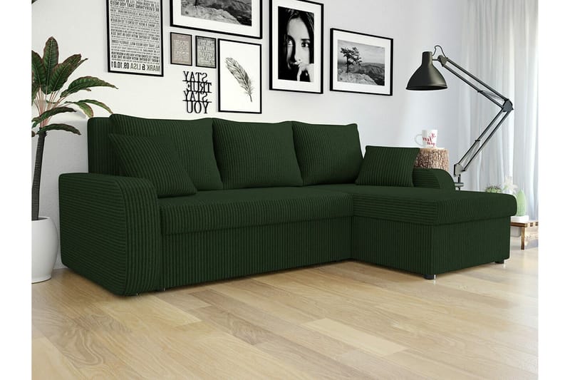 Kintore 3-pers. Hjørnesovesofa - Mørkegrøn - Møbler - Sofaer - Sovesofaer