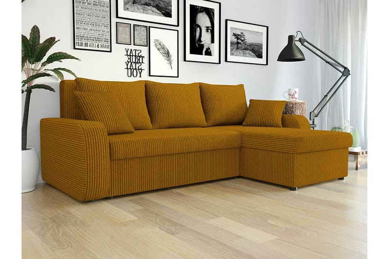 Kintore 3-pers. Hjørnesovesofa - Mørkegul - Møbler - Sofaer - Sovesofaer