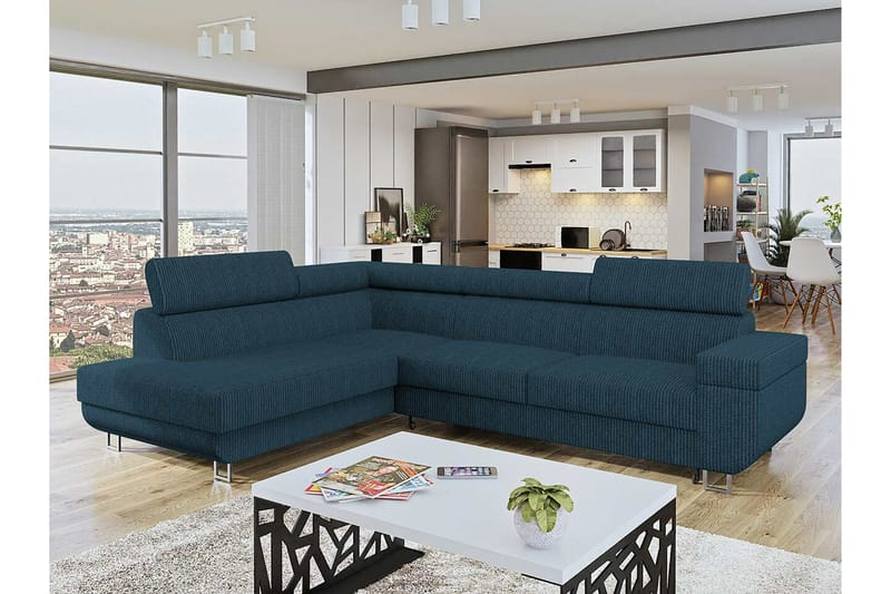 Kintore 3-pers. Hjørnesovesofa - Mørkeblå - Møbler - Sofaer - Sovesofaer