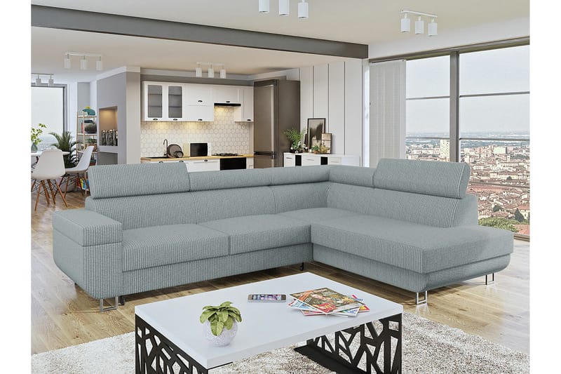 Kintore 3-pers. Hjørnesovesofa - Lysegrå/Mørkegrå - Møbler - Sofaer - Sovesofaer