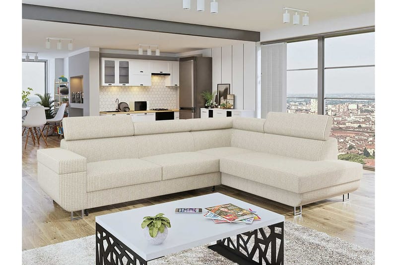 Kintore 3-pers. Hjørnesovesofa - Beige - Møbler - Sofaer - Sovesofaer