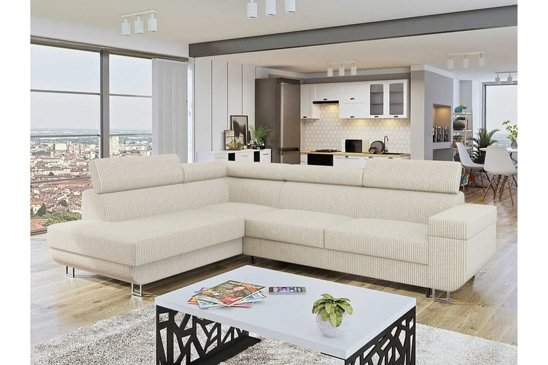 Kintore 3-pers. Hjørnesovesofa - Beige - Møbler - Sofaer - Sovesofaer