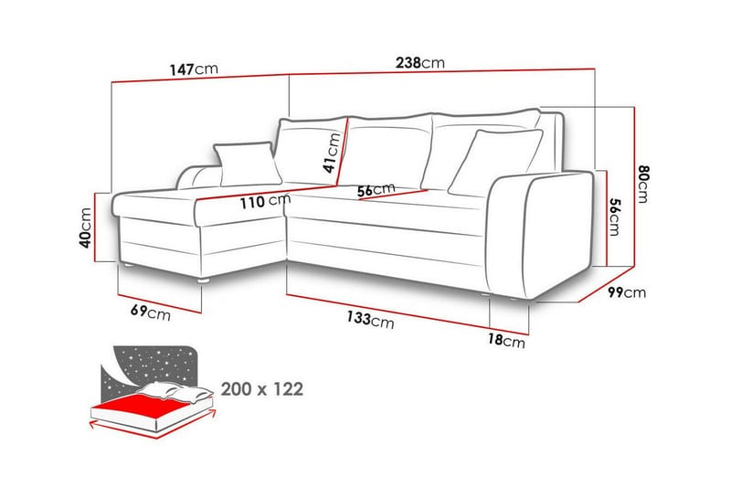 Kintore 3-pers. Hjørnesovesofa - Mørkeblå - Møbler - Sofaer - Sovesofaer