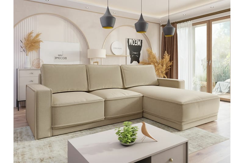 Kintore 3-pers. Hjørnesovesofa - Cream - Møbler - Sofaer - Sovesofaer