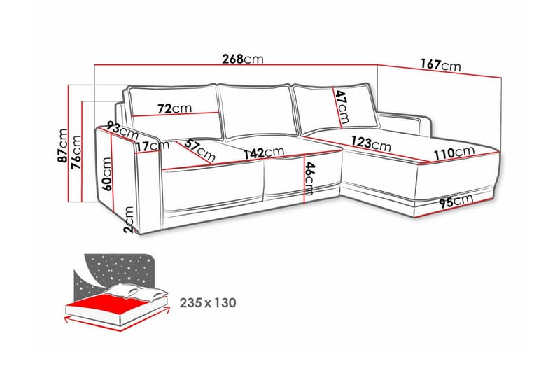 Kintore 3-pers. Hjørnesovesofa - Cream - Sovesofaer - Hjørnesovesofa