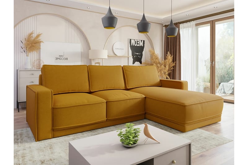 Kintore 3-pers. Hjørnesovesofa - Gul - Møbler - Sofaer - Sovesofaer
