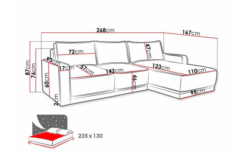 Kintore 3-pers. Hjørnesovesofa - Gul - Møbler - Sofaer - Sovesofaer
