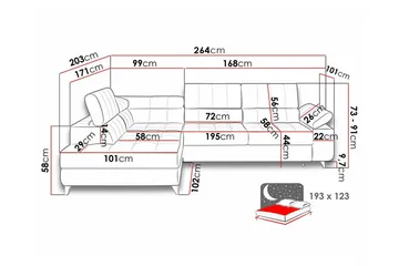 Kintore 3-personers hjørnesovesofa - Møbler - Sofaer - Sovesofaer