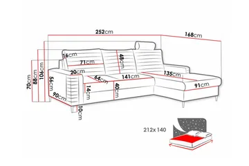 Kintore 3-personers hjørnesovesofa - Møbler - Sofaer - Sovesofaer