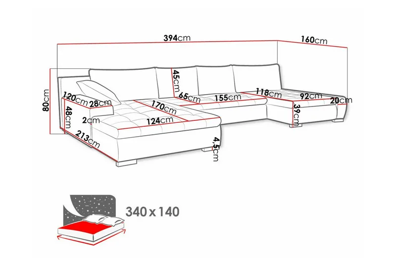 Kintore 4-sits Hörnbäddsoffa beige - Møbler - Sofaer - Sovesofaer