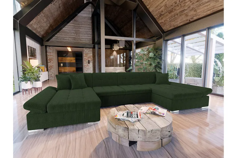 Kintore 4-sits Hörnbäddsoffa Dark green - Møbler - Sofaer - Sovesofaer