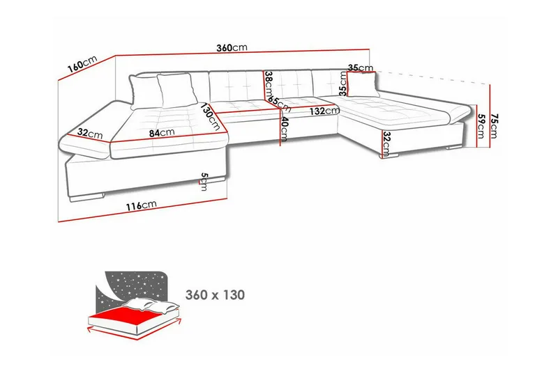 Kintore 4-sits Hörnbäddsoffa NO_BRAND beige - Møbler - Sofaer - Sovesofaer