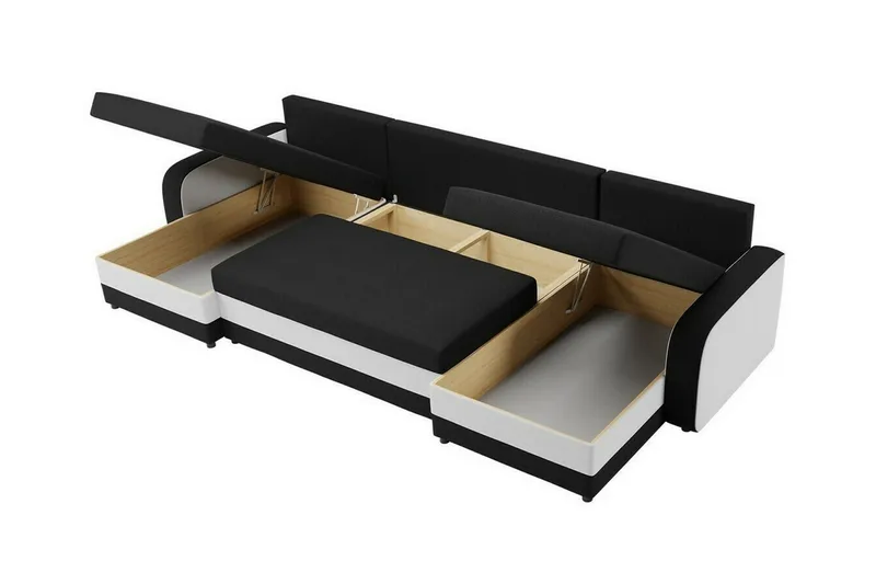 Kintore 4-sits Hörnbäddsoffa NO_BRAND Black/Grey - Møbler - Sofaer - Sovesofaer