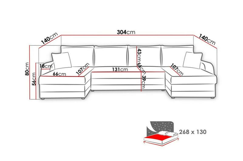 Kintore 4-sits Hörnbäddsoffa NO_BRAND Grey/wood||Grey/Black - Møbler - Sofaer - Sovesofaer