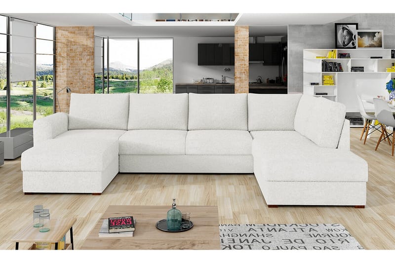 Kintore 4-sits Hörnbäddsoffa NO_BRAND White - Møbler - Sofaer - Sovesofaer