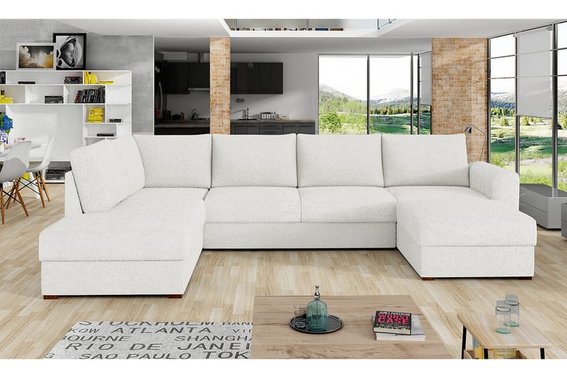 Kintore 4-sits Hörnbäddsoffa NO_BRAND White - Møbler - Sofaer - Sovesofaer
