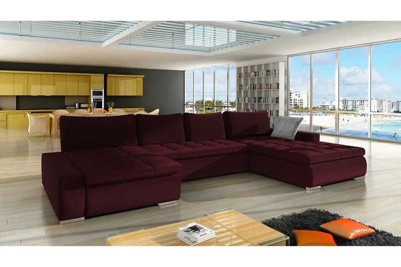 Kintore 4-sits Hörnbäddsoffa Wine red - Møbler - Sofaer - Sovesofaer
