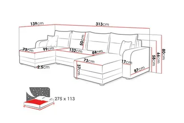 Kintore 4-personers hjørnesovesofa - Møbler - Sofaer - Sovesofaer