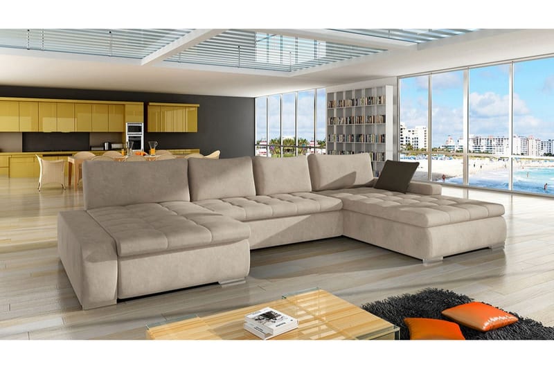 Kintore 4-pers. Hjørnesovesofa - Beige - Møbler - Sofaer - Sovesofaer