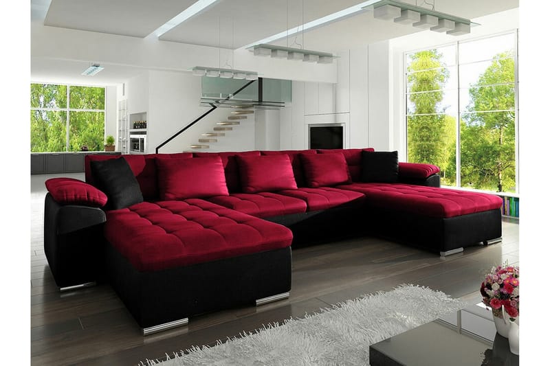 Kintore 4-pers. Hjørnesovesofa - Mørkerød - Møbler - Sofaer - Sovesofaer