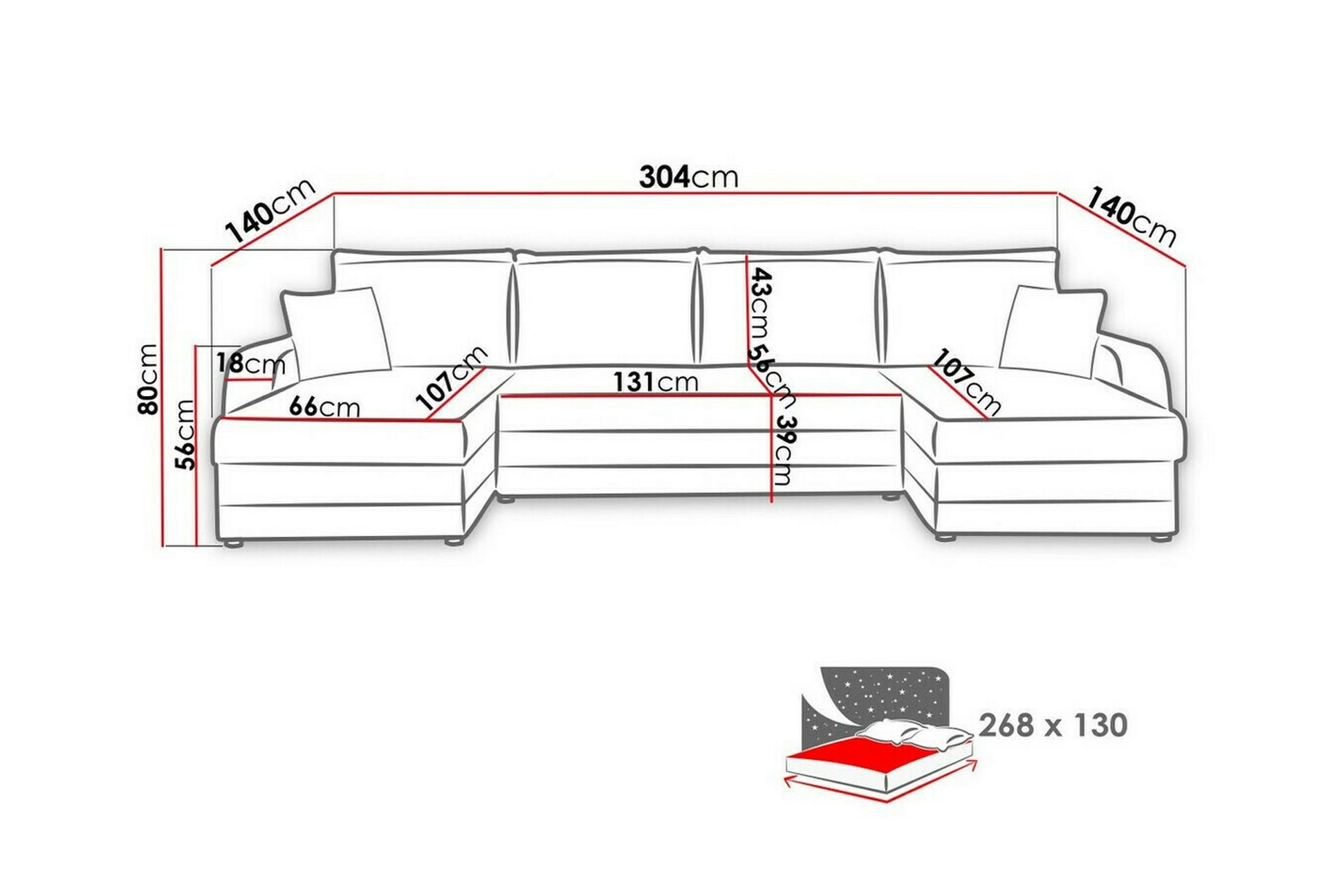 Kintore 4-pers. Hjørnesovesofa - Grå/Sort/Grå/træ - Møbler - Sofaer - Sovesofaer