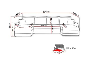 Kintore 4-pers. Hjørnesovesofa - Grå/Sort/Grå/træ - Møbler - Sofaer - Sovesofaer