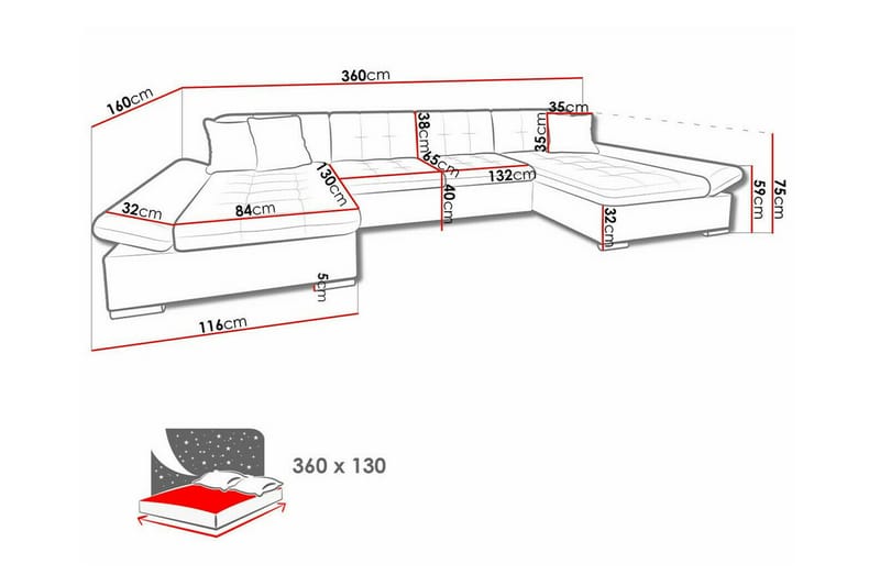 Kintore 4-pers. Hjørnesovesofa - Beige - Sovesofaer - Hjørnesovesofa