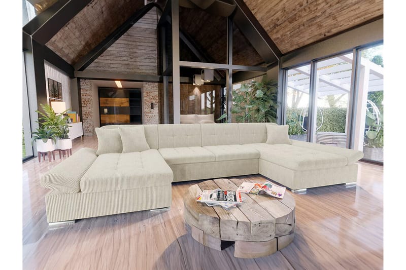 Kintore 4-pers. Hjørnesovesofa - Beige - Møbler - Sofaer - Sovesofaer