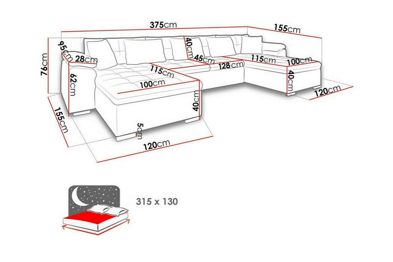 Kintore 4-pers. Hjørnesovesofa 375 cm - Gul - Sovesofaer - Hjørnesovesofa