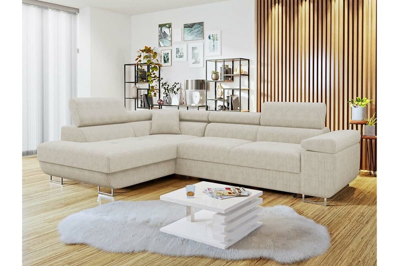 Kintore 4-pers. Hjørnesovesofa - Beige/Lys beige - Møbler - Sofaer - Sovesofaer