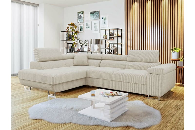 Kintore 4-pers. Hjørnesovesofa - Beige/Lys beige - Sovesofaer - Hjørnesovesofa