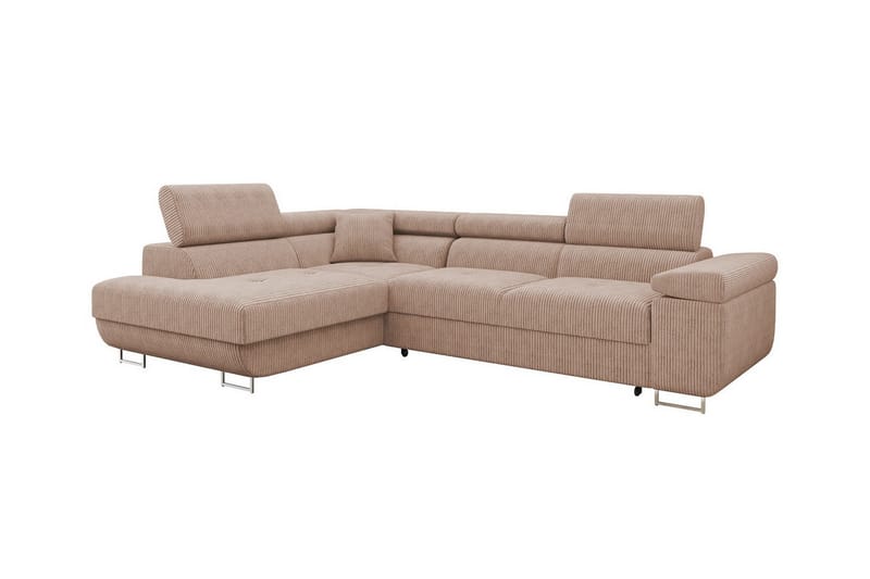 Kintore 4-pers. Hjørnesovesofa - Beige/Lyserød - Sovesofaer - Hjørnesovesofa